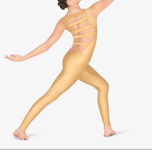Gold Strappy Women's Dance Bodysuit